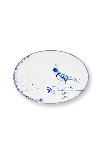 PLATE-OVAL PIP & THE BLUE BIRD-WHITE 30X22 CM