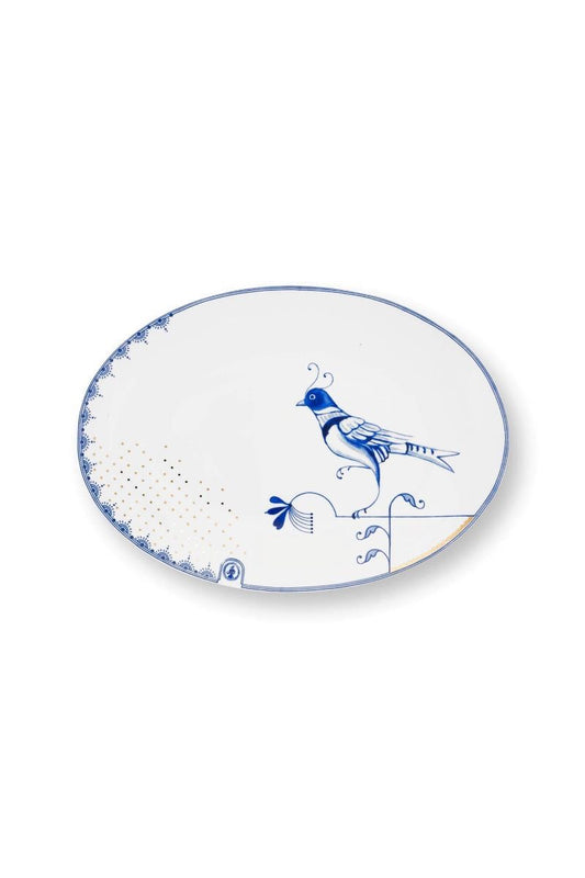 PLATE-OVAL PIP & THE BLUE BIRD-WHITE 30X22 CM
