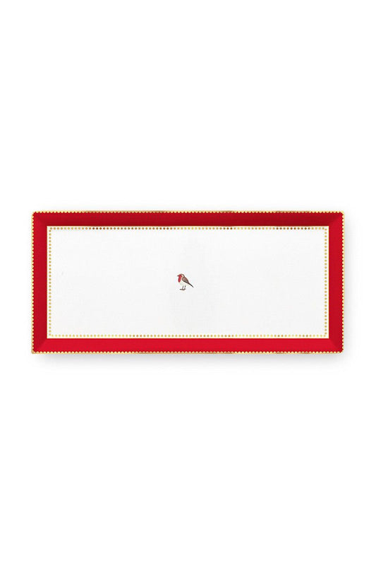 CAKE TRAY-RECTANGULAR-LOVE BIRDS-RED