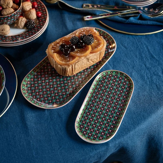 PLATTER-SUGAR & CREAMER PLATTER CLOVER GREEN-25x12 cm