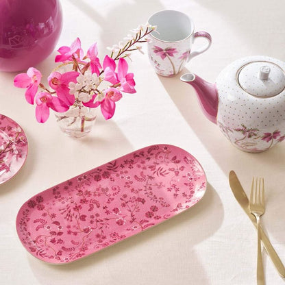 CAKE TRAY-RECTANGULAR JOLIE FLOWERS-PINK-34X16 CM