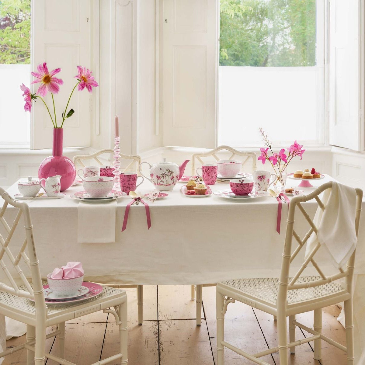 CAKE TRAY-RECTANGULAR JOLIE FLOWERS-PINK-34X16 CM