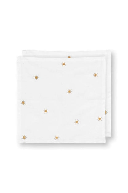 TOWELS-DINNER-SET OF 2 WITH EMBROIDERED GOLD STARS