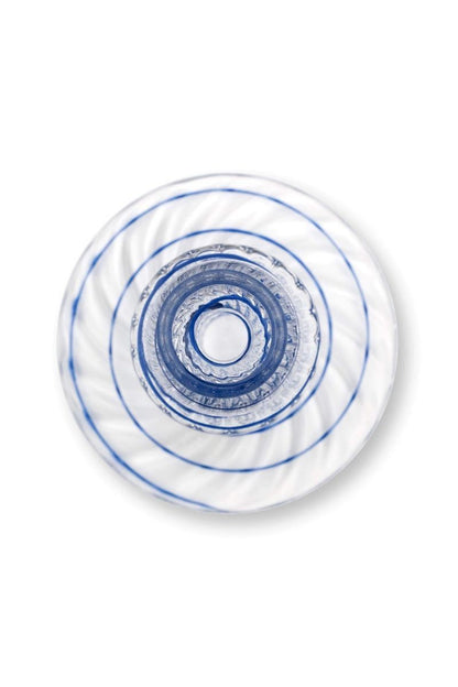 CANDLE HOLDER-GLASS SWIRL DARK BLUE 20 CM