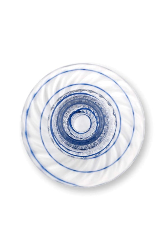CANDLE HOLDER-GLASS SWIRL DARK BLUE 20 CM