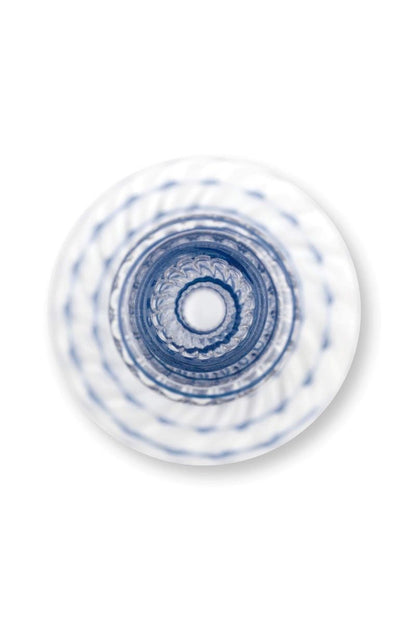 CANDLE HOLDER-GLASS SWIRL DARK BLUE 28 CM