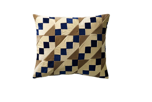 CUSHION-ADDISON-50X60-VELVET-A.YELLOW/D.BLUE/TAUPE