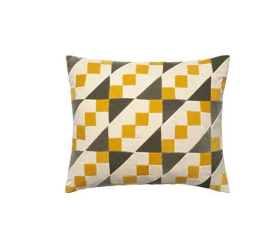 CUSHION-ADDISON 50x60 VELVET-ARTICHOKE/MUSTARD/DUSTY WHITE