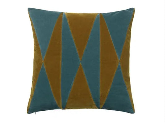 CUSHION-ANNELI VELVET-CARAMEL/PALE BLUE