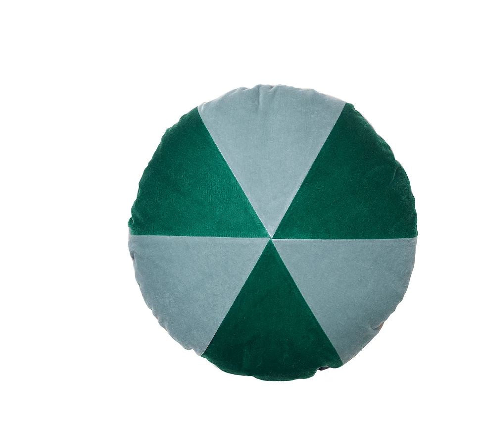 Cake 45 cm round velvet cushion-Pale blue/emerald