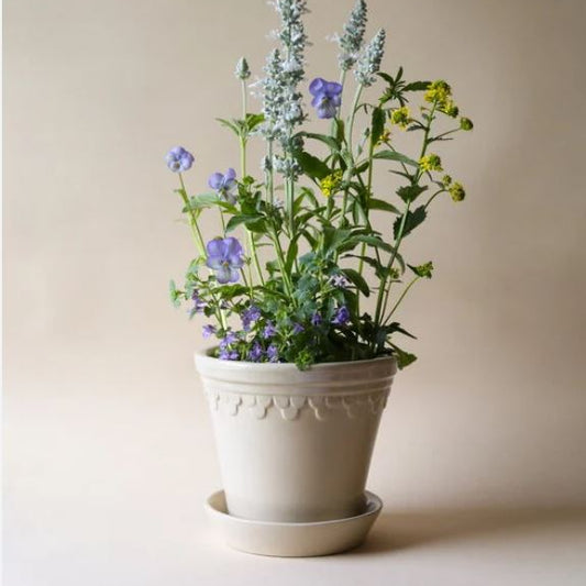 PLANT POT-COPENHAGEN GLAZED POT & SAUCER-SANDSTONE-DIAM.25CM