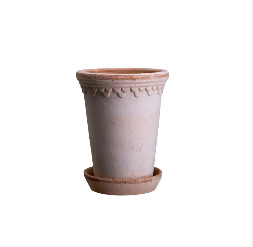 PLANT POT-COPENHAGEN RAW ROSA POT & SAUCER-DIAM.18 CM-TALL