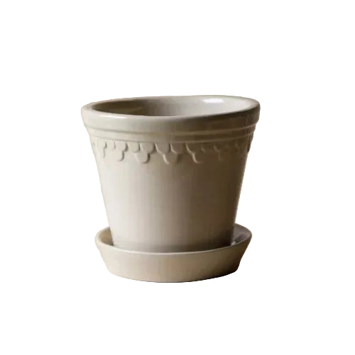 PLANT POT-COPENHAGEN GLAZED POT & SAUCER-SANDSTONE-DIAM.25CM