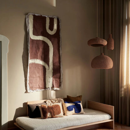 LAMP SHADE-BRAIDED-DISC-NATURAL RATTAN