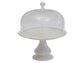 CAKE STAND-ROMANTICA WITH GLASS COVER-WHITE