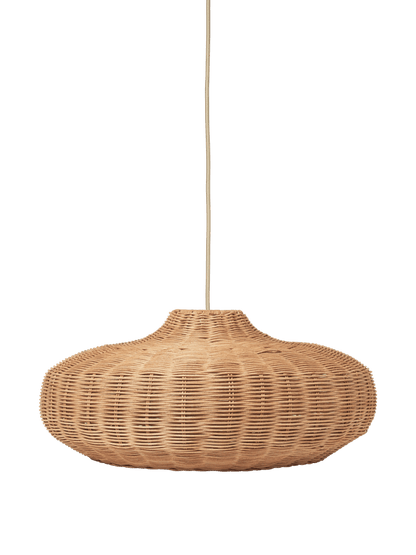 LAMP SHADE-BRAIDED-DISC-NATURAL RATTAN