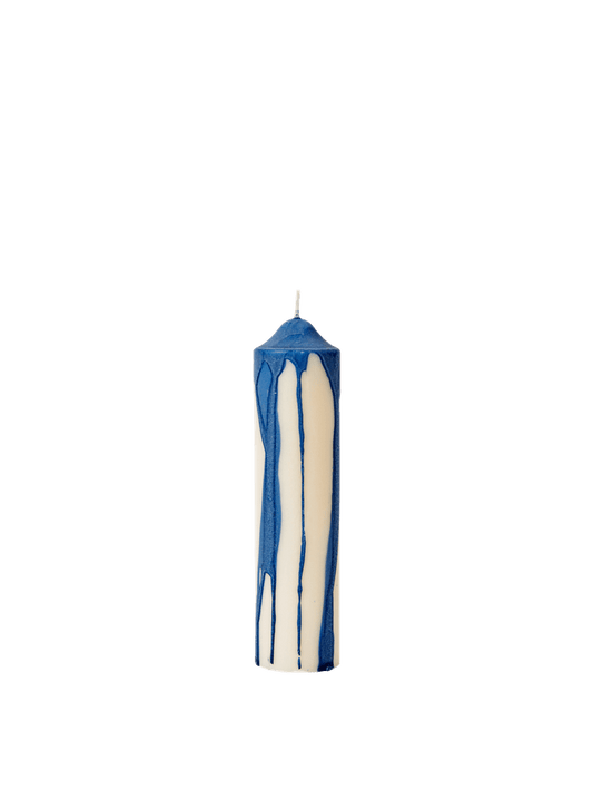 CANDLE-DRYP PILLAR CANDLE H20-DEEP BLUE