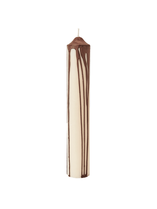 CANDLE-DRYP PILLAR CANDLE H30-DARK CHOCOLATE