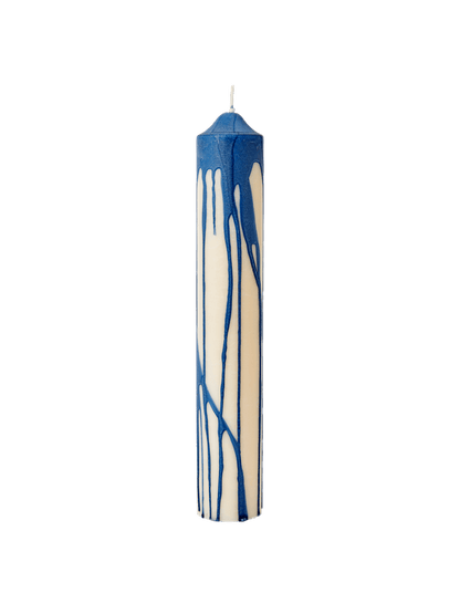 CANDLE-DRYP PILLAR CANDLE H30-DEEP BLUE