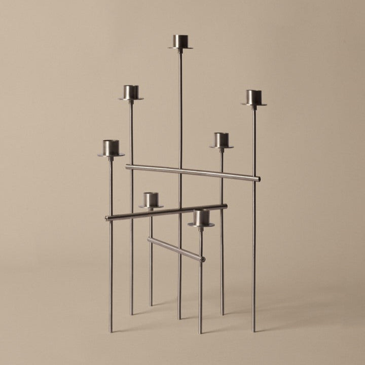 CANDLE HOLDER-ELYSIA CANDELABRA-BRUSHED ST.STEEL