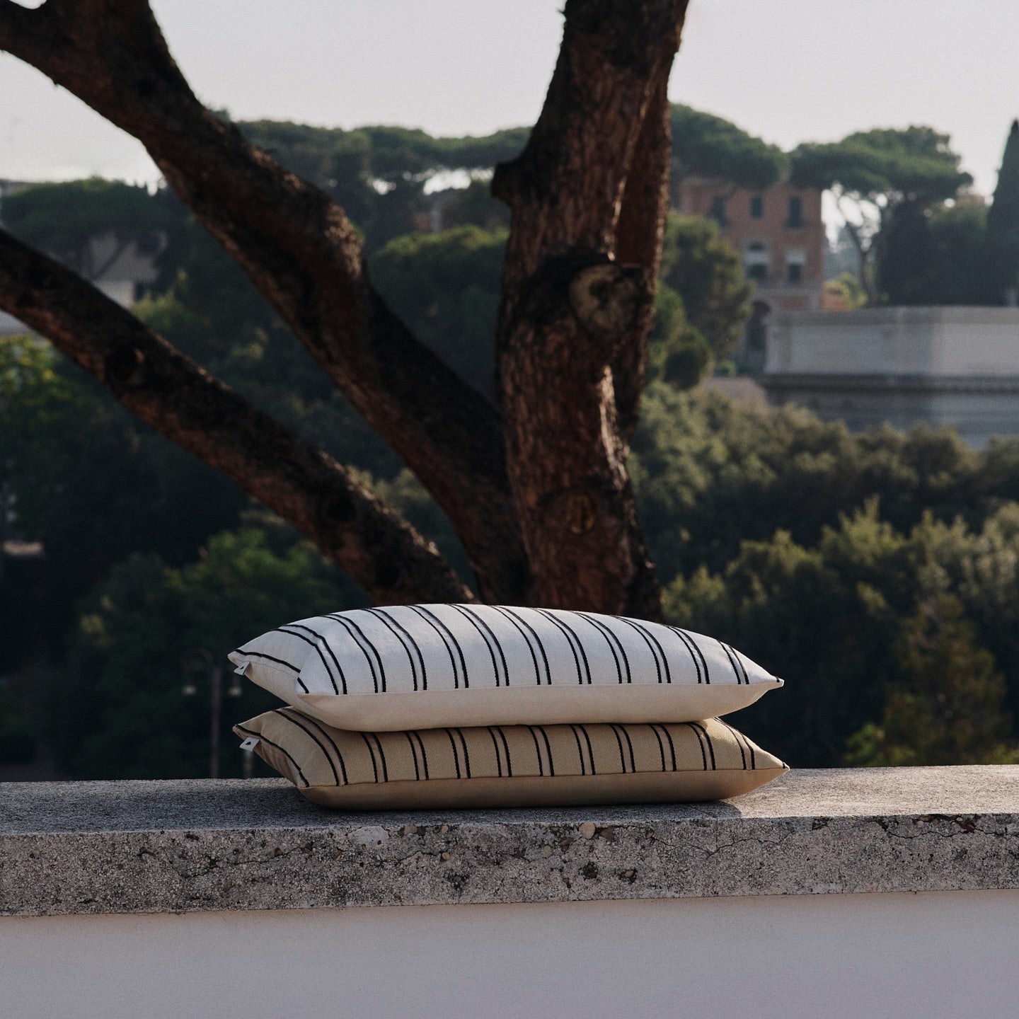 CUSHION-TWILL RECTANGULAR CUSHION-OFF WHITE/BLACK
