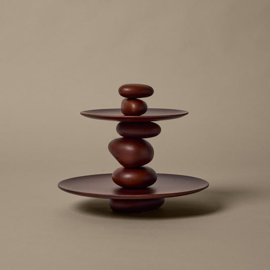 DESSERT STAND-PEBBLE-DARK BROWN