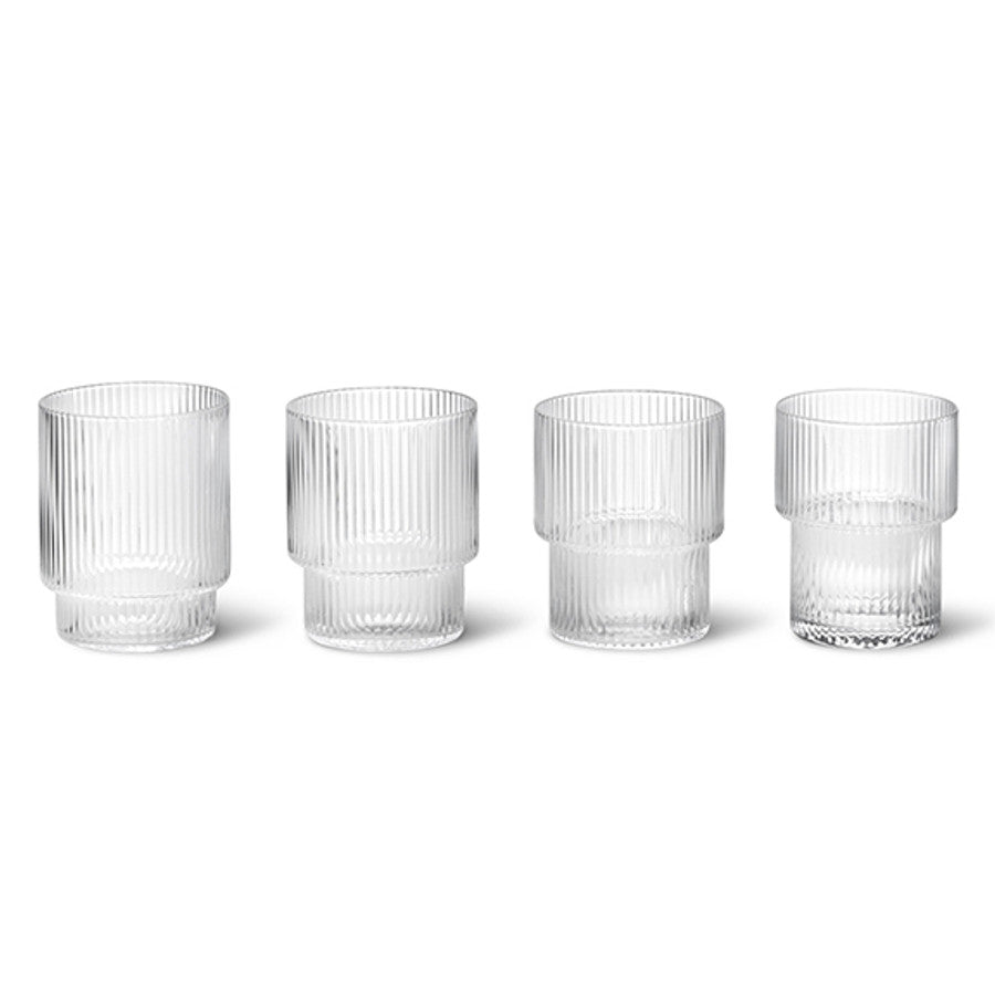 GLASSES-RIPPLE GLASSES-SET OF 4-CLEAR