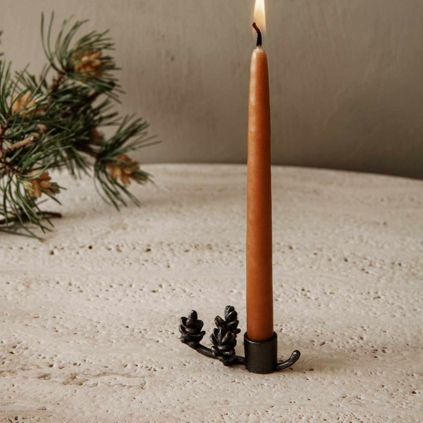 CANDLE HOLDER-FOREST-BLACK BRASS