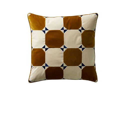 CUSHION-JUNIPER-55X55-VELVET-CARAMEL/D.WHITE/D.BLUE