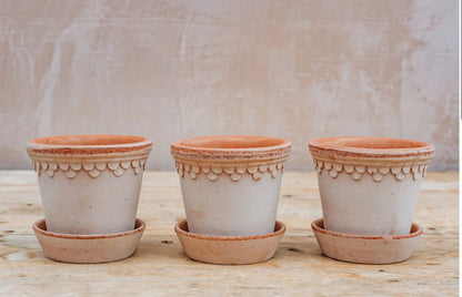 PLANT POT-COPENHAGEN ROSA POTS & SAUCERS-SET OF 3-DIAM.10 CM