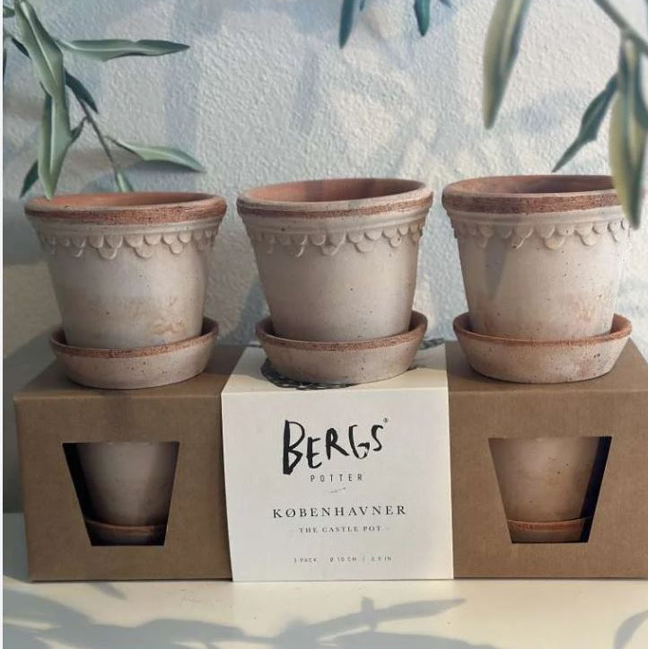PLANT POT-COPENHAGEN ROSA POTS & SAUCERS-SET OF 3-DIAM.10 CM