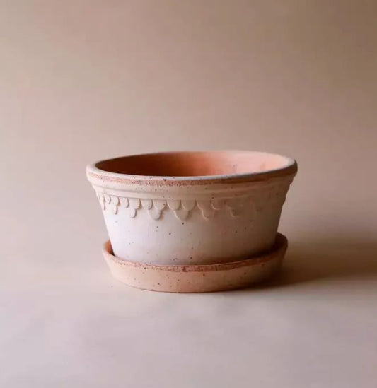 PLANT POT-COPENHAGEN RAW ROSA POT & SAUCER LOW -DIAM. 25 CM