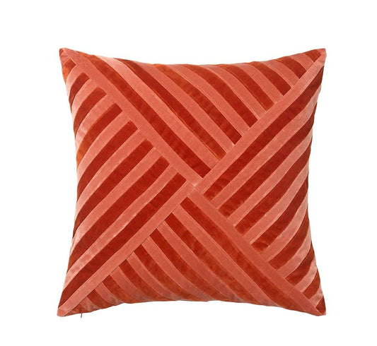 CUSHION-LILY 55x55CM VELVET-DARK RED/BLUSH