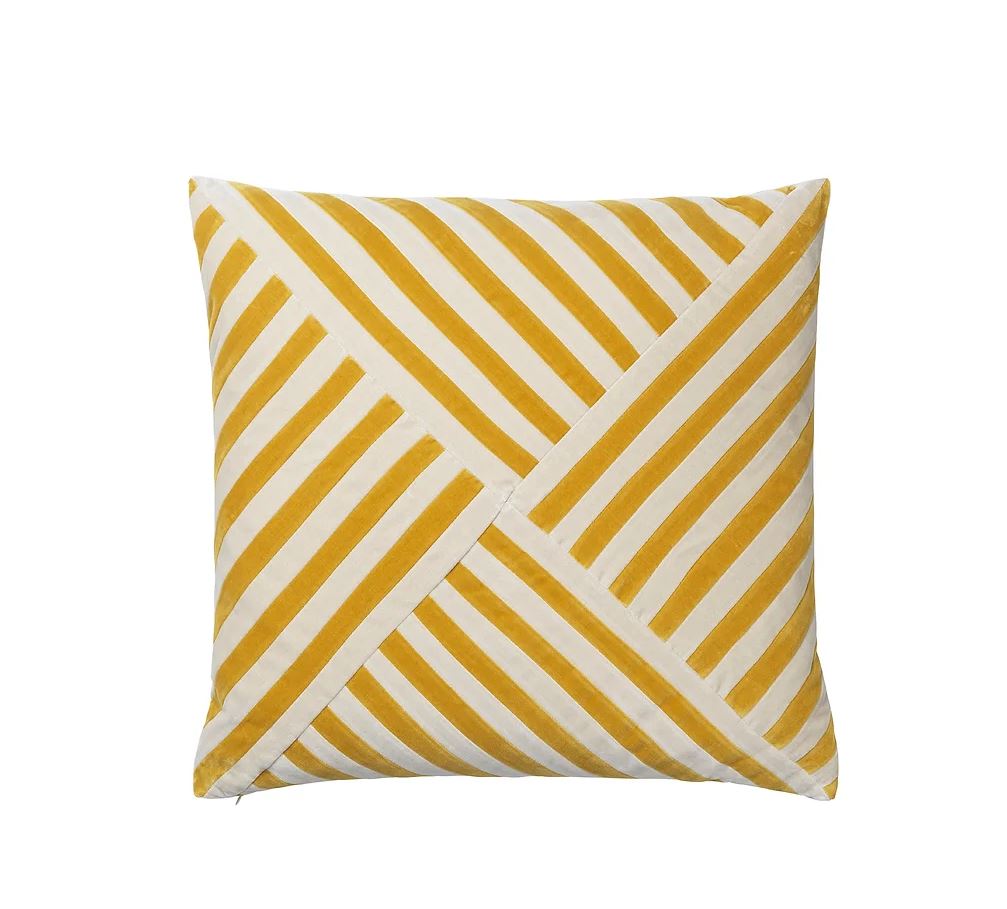 CUSHION-LILY 55x55CM VELVET-MUSTARD/DUSTY WHITE