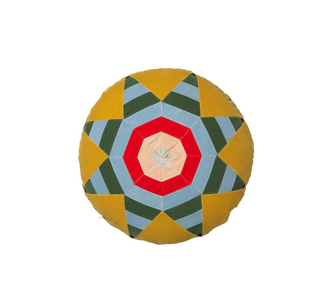 CUSHION-LOLA ROUND VELVET CUSHION-MUSTARD