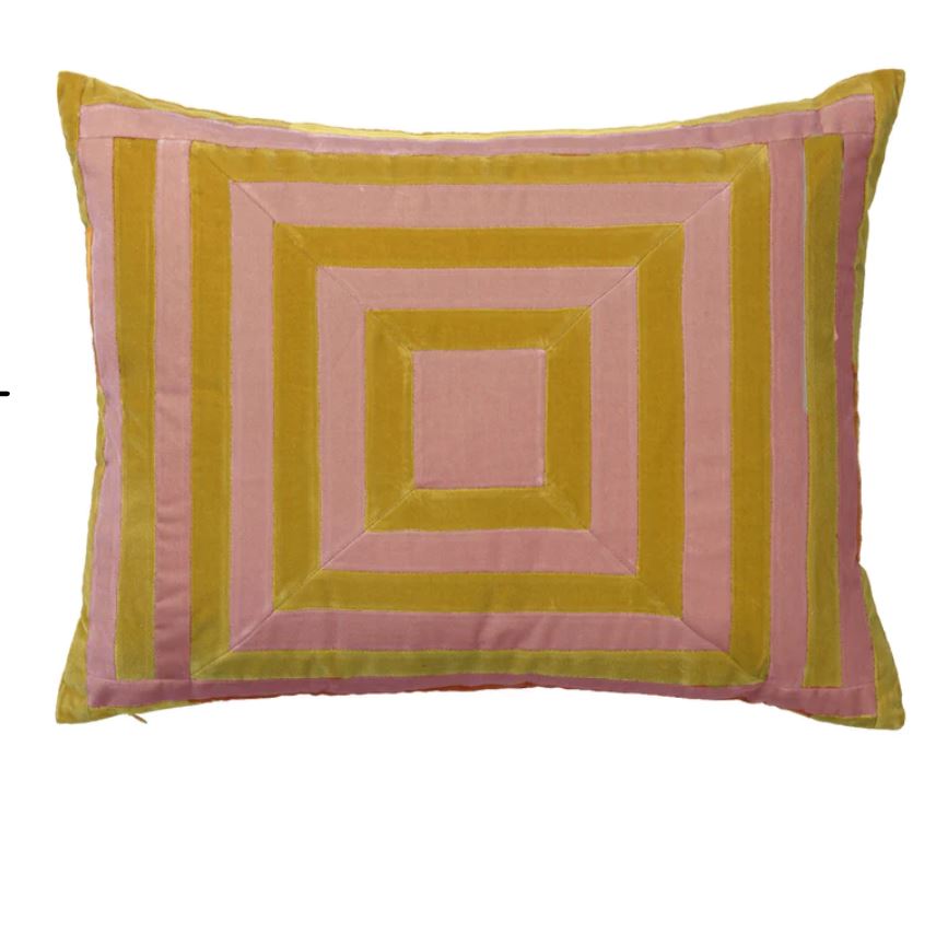 CUSHION-LUCY 50x60CM VELVET-GOLDEN OLIVE/BLUSH