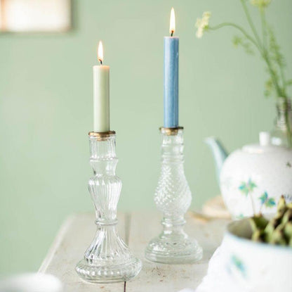 CANDLE HOLDERS-SET OF 2-CLEAR GLASS