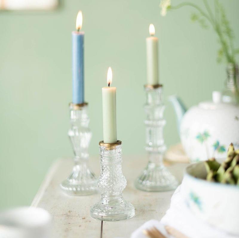 CANDLE HOLDERS- SET OF 3-CLEAR GLASS