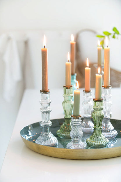 CANDLE HOLDERS-SET OF 2-CLEAR GLASS