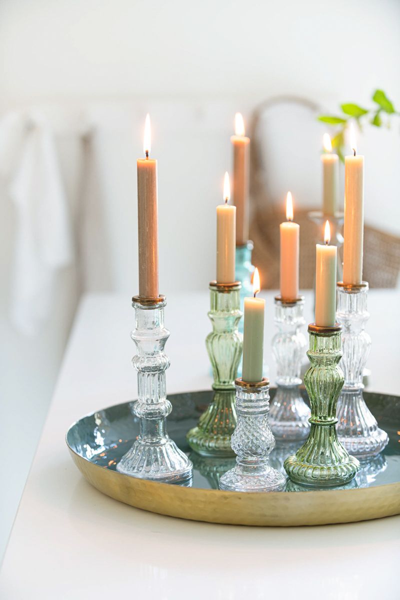CANDLE HOLDERS- SET OF 3-CLEAR GLASS