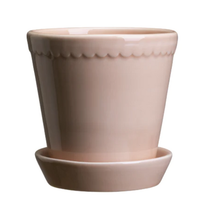 PLANT POT-HELENA GLAZED QUARTZ ROSE POT & SAUCER-DIAM.18 CM