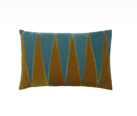 CUSHION-PAULA 40X60CM VELVET-CARAMEL/PALE BLUE