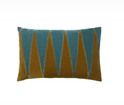 CUSHION-PAULA 40X60CM VELVET-CARAMEL/PALE BLUE