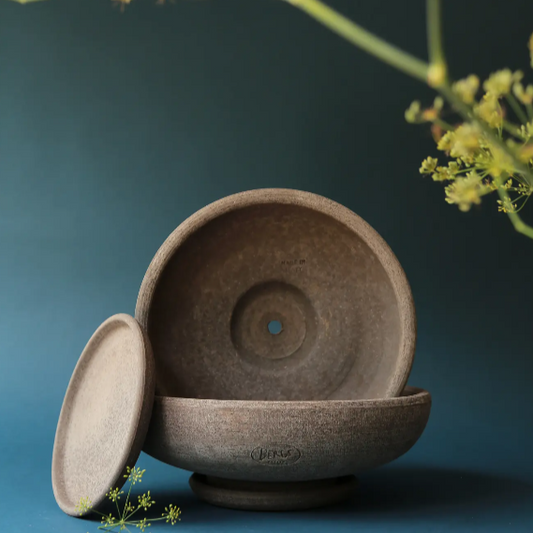 PLANT POT-ADA RAW GREY POT & SAUCER-DIAM.35 CM