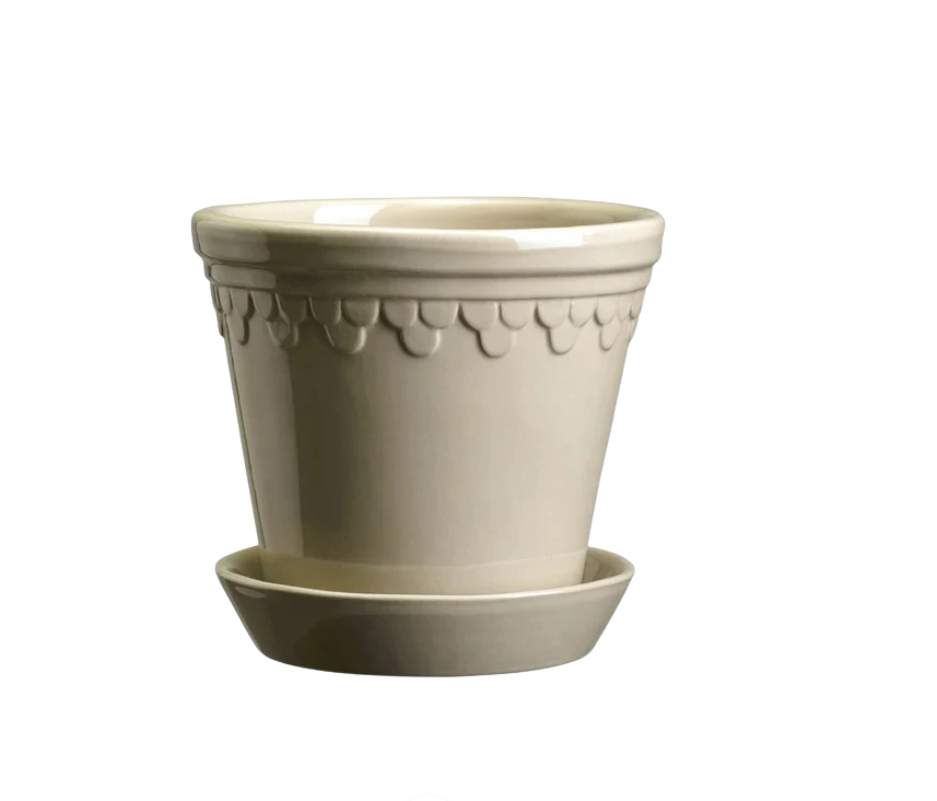 PLANT POT-COPENHAGEN GLAZED POT & SAUCER-SANDSTONE-DIAM.21 CM