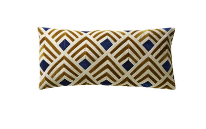 CUSHION-TALLULAH-40X80-VELVET-D.WHITE/CARAMEL/D.BLUE