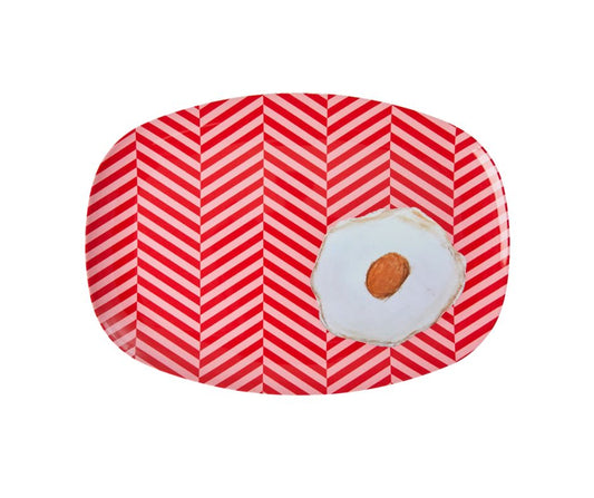 MELAMINE RECTANGULAR PLATE WITH FRIED EGG PRINT