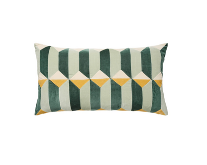 CUSHION-VICTORIA-40X70-VELVET-PEACOCK/MINT/D.WHITE/BARLEY