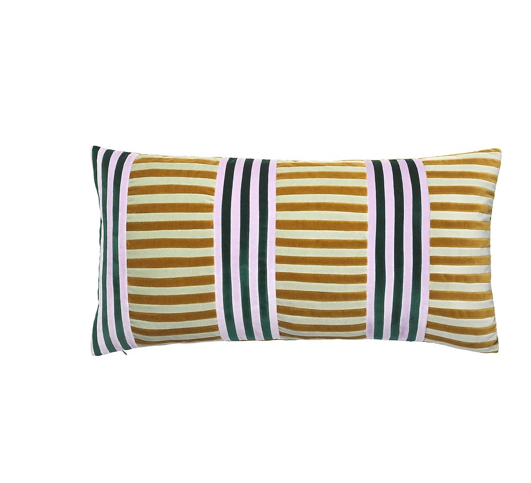 CUSHION-VIDA 40x80CM VELVET-CARAMEL/MINT
