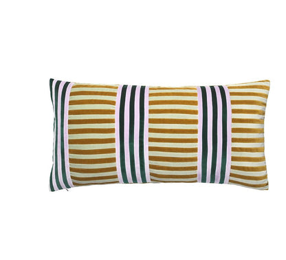 CUSHION-VIDA 40x80CM VELVET-CARAMEL/MINT